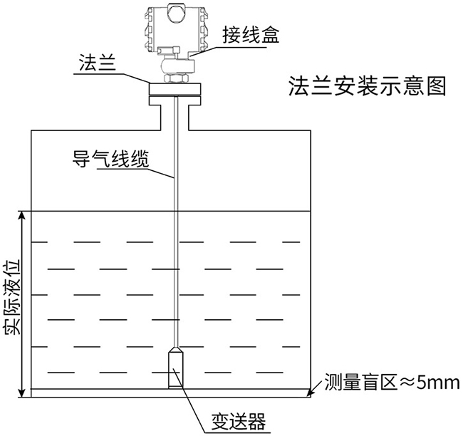 污水投入式液位計(jì)法蘭安裝示意圖